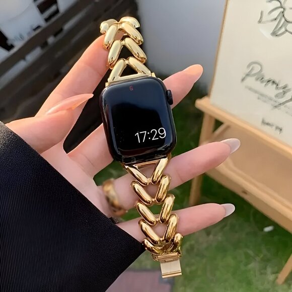 NEW Stylish Adjustable Gold Chain-Link Watch Band For Apple Watch - Picture 8 of 13